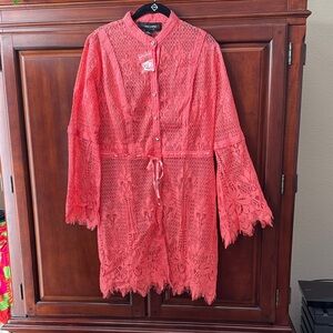 SHEIN Coral Lace Robe